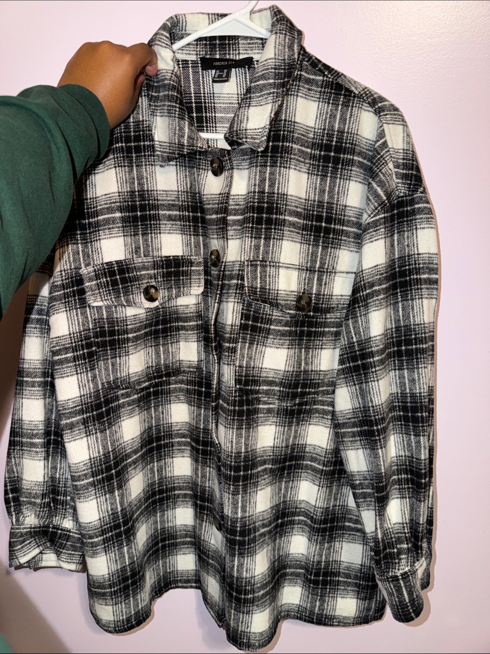 Forever 21 Black and White Plaid Button-Up Shacket NEVER WORN
